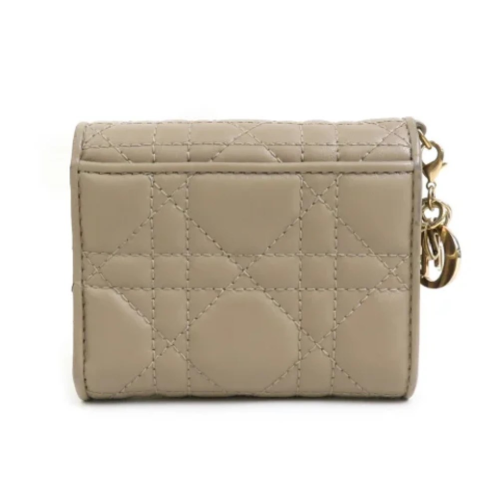 Dior Vintage Pre-owned Leather wallets Beige Dames