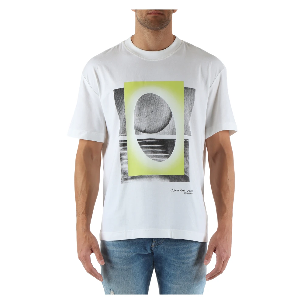 Calvin Klein Jeans Katoenen Frontprint T-shirt White Heren