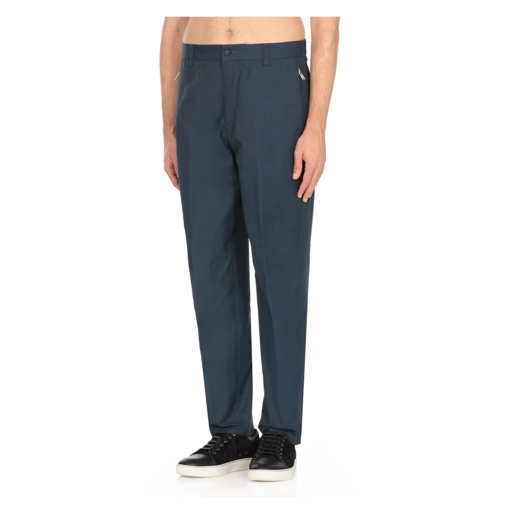 Lanvin Blauwe Katoenmix Broek met Rits Blue Heren