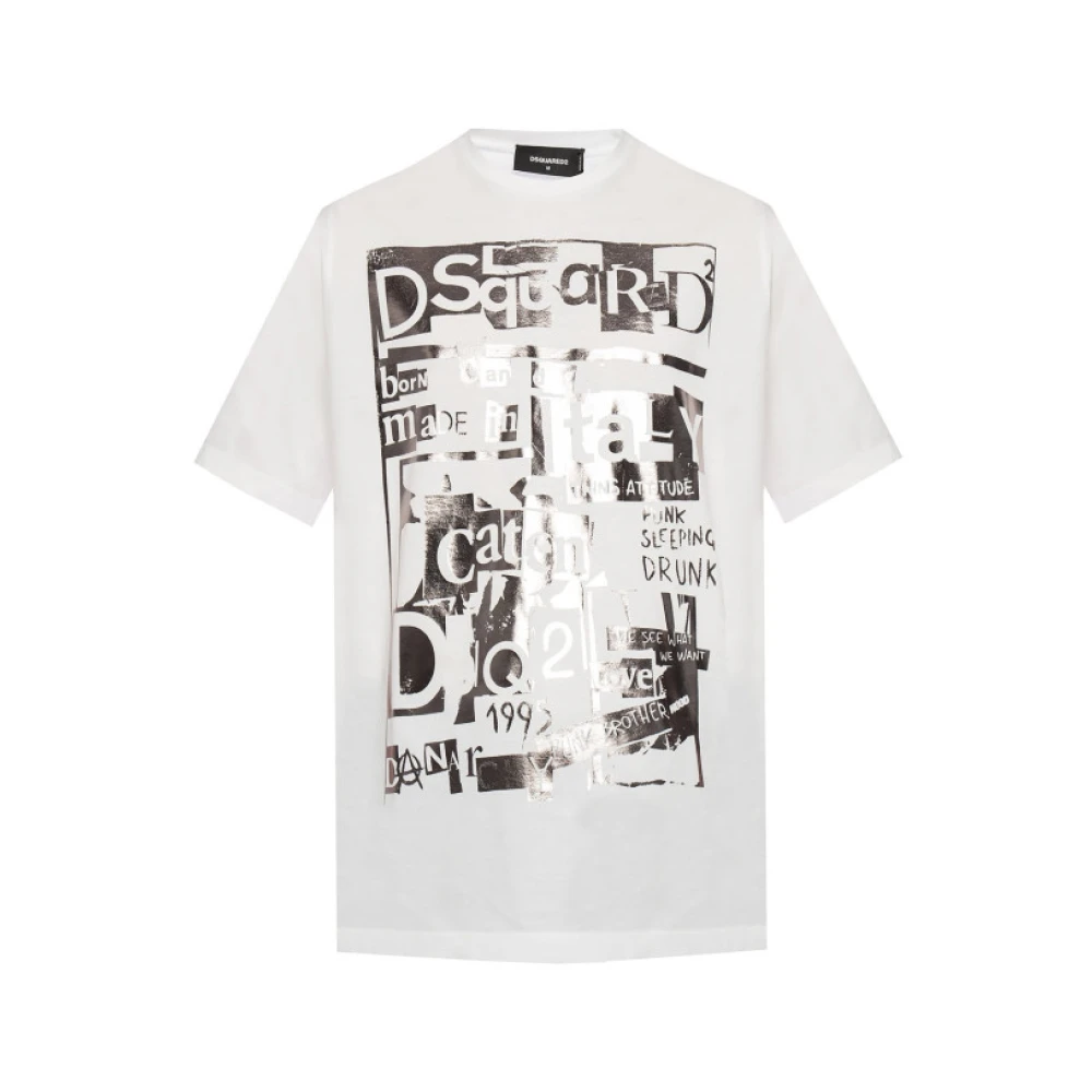 Dsquared2 Wit Slouch Fit T-Shirt White Heren