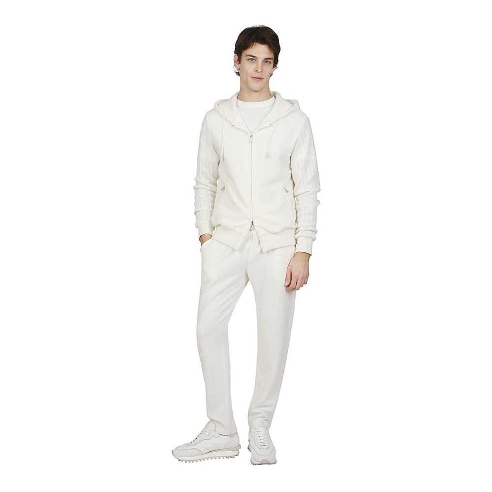 Eleventy Cashmere Hoodie Full Zip Jersey White Heren