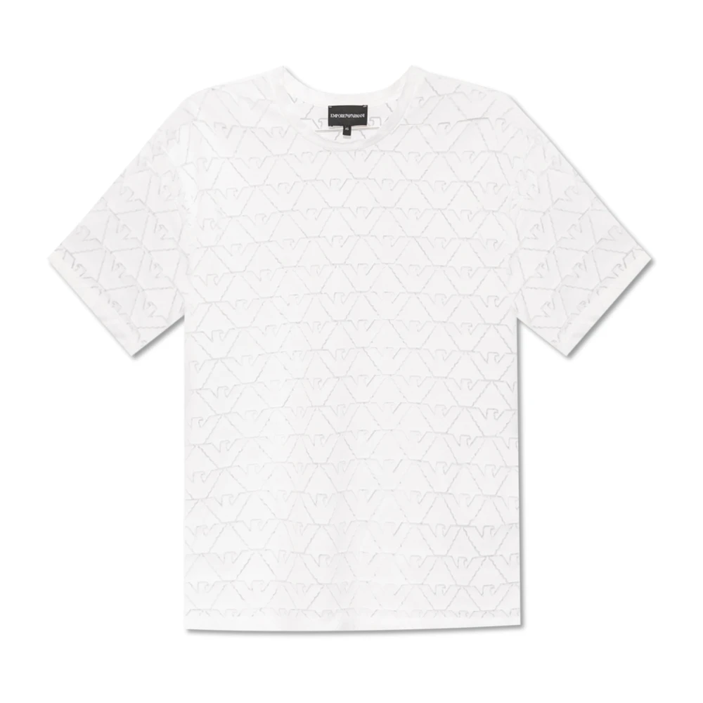 Emporio Armani Witte T-shirts en Polos met Devoré Effect White Dames