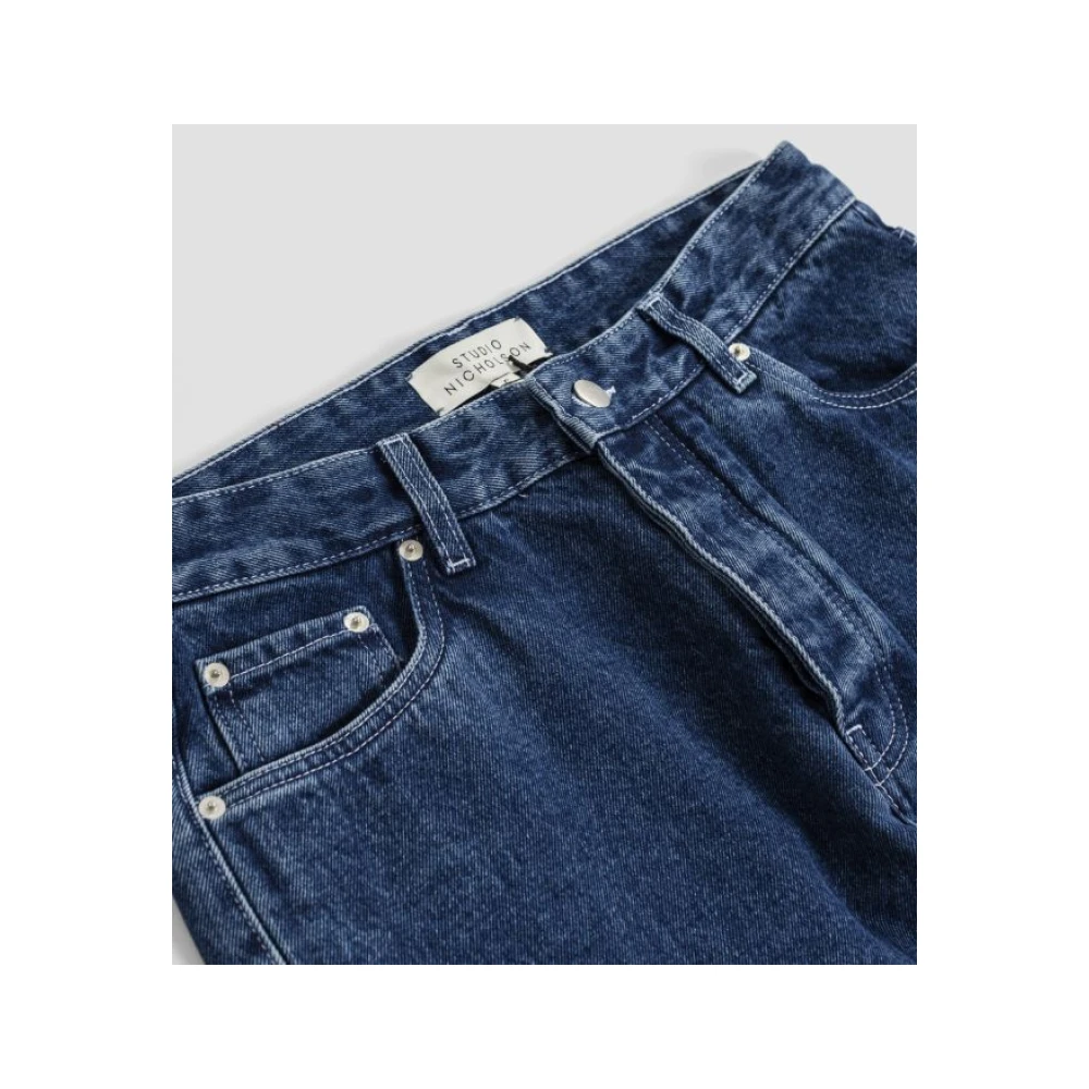 Studio Nicholson Blauwe Denim Straight Leg Jeans Blue Heren