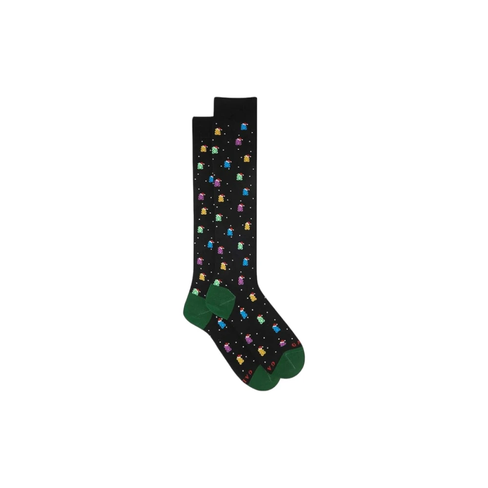 Gallo Lange katoenen sokken met teddybeerpatroon Black Heren
