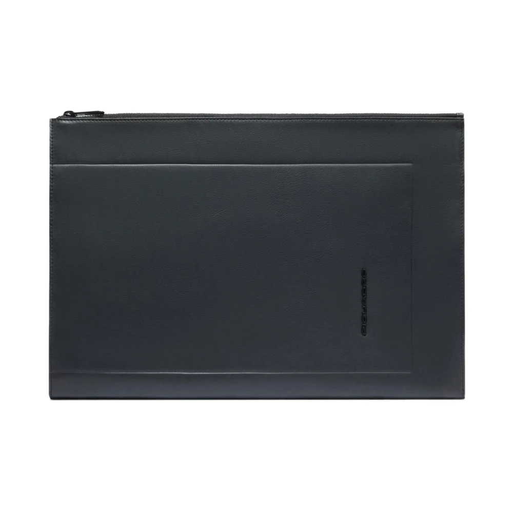 Piquadro Herr Svart Väskor One Size, Läder, Leather Ipad® Clutch With Pocket For Airpods®, Rfid And Shock-Absorbing Protection