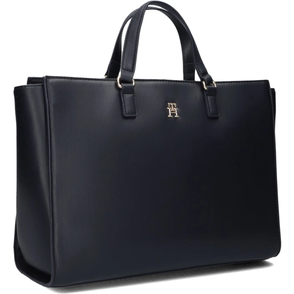 Tommy Hilfiger Blauwe Leren Satchel Tas Blue Dames