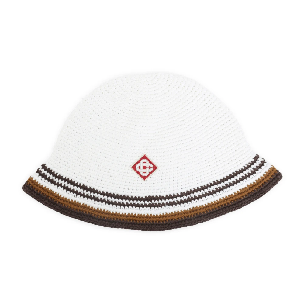 Casablanca Men's White Accessories, S/M, Crocheted Bucket Hat