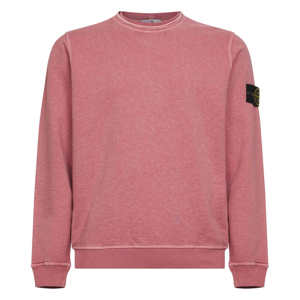 Stone Island Pink Sweatshirts, Male, L, Malfilé Fleece 'Old' Effect Sweatshirt