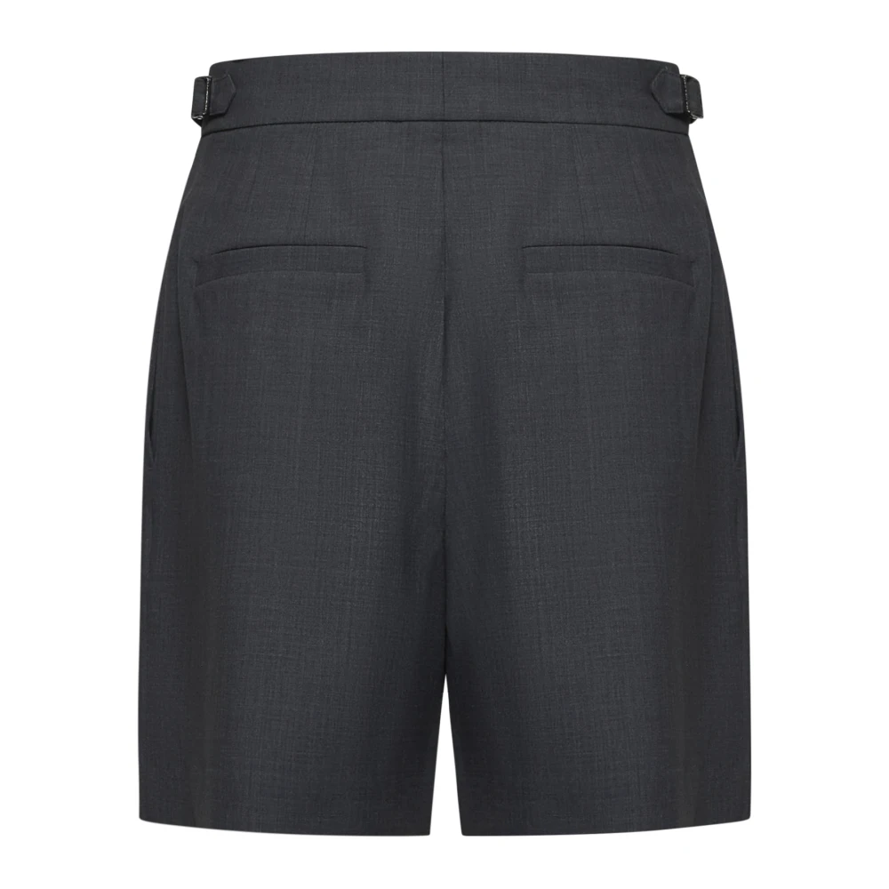 BRUNELLO CUCINELLI Grijze Wollen Blend Shorts met Bandjes Gray Dames