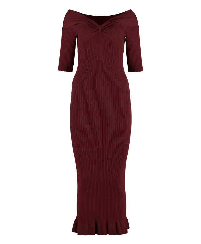 robe-midi-en-maille-cotelee-avec-encolure-bardot