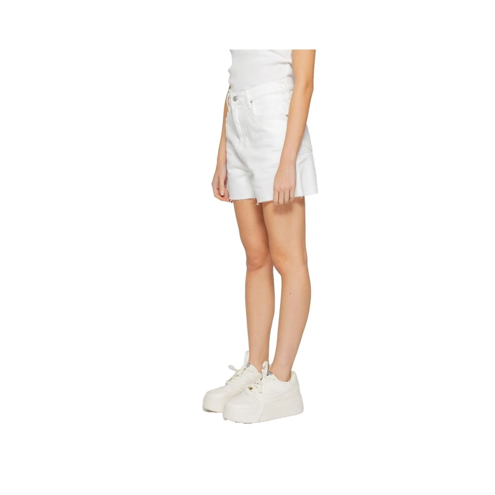 Tommy Jeans Geregenereerde Katoenmix Shorts met Elastaan White Dames