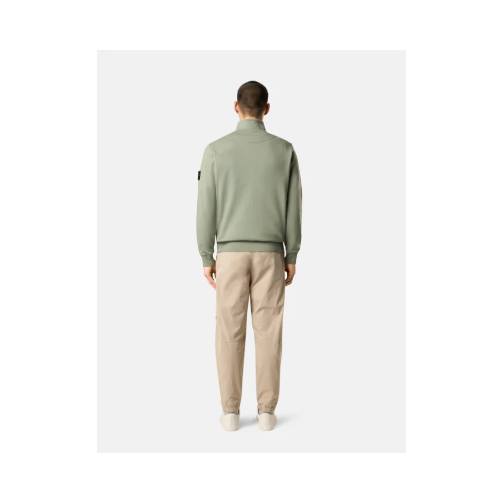 Stone Island Groene Half Zip Katoenen Sweatshirt Green Heren