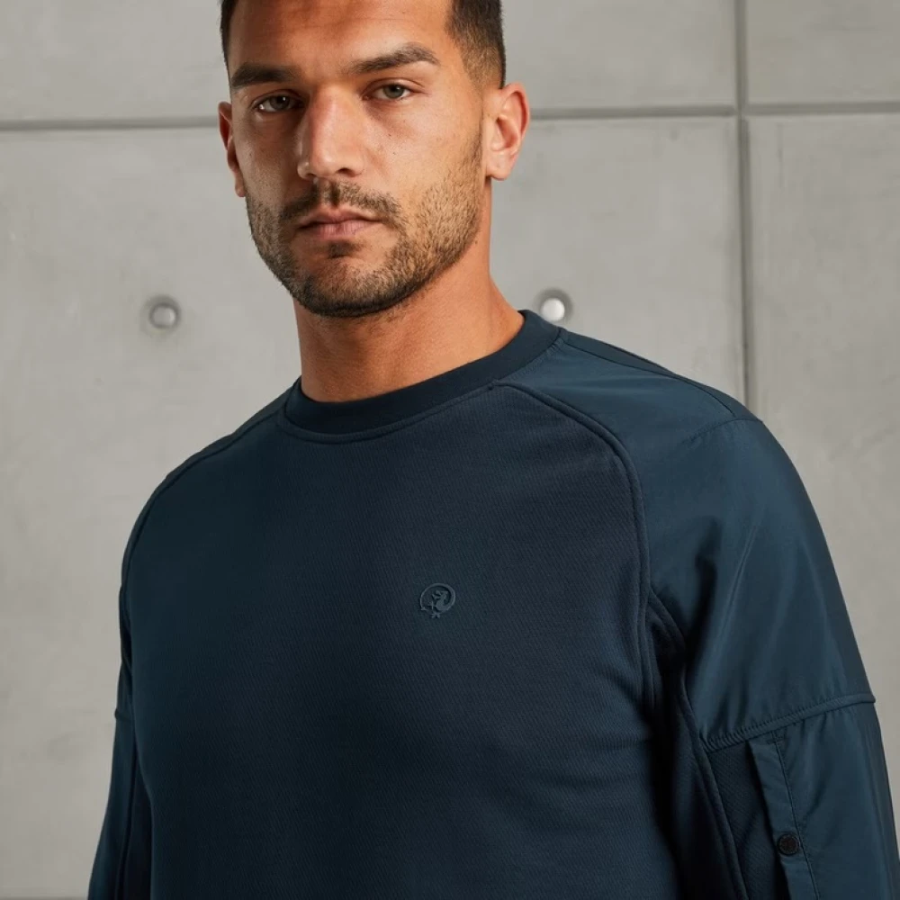 Cast Iron Terry Sweatshirt Regular Fit Blue Heren