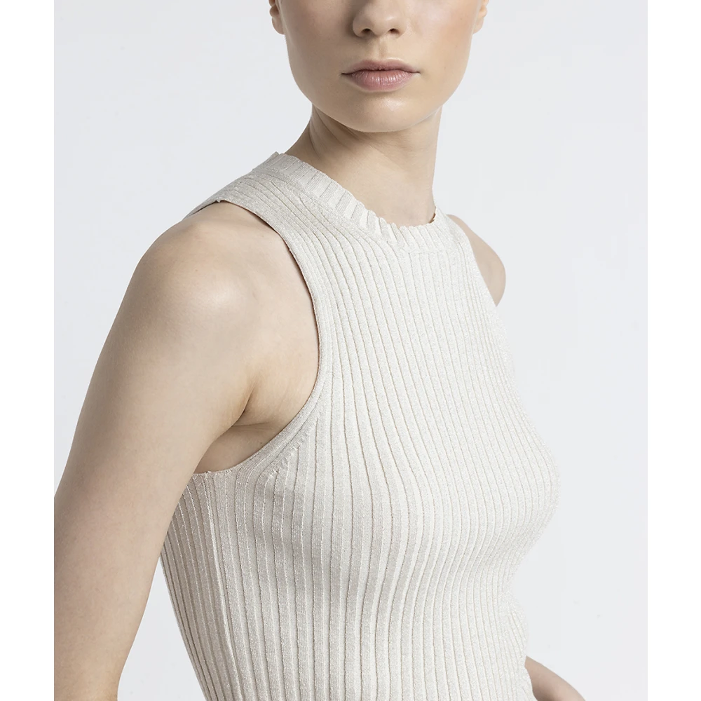 PESERICO Viscose en lurex garen top Beige Dames