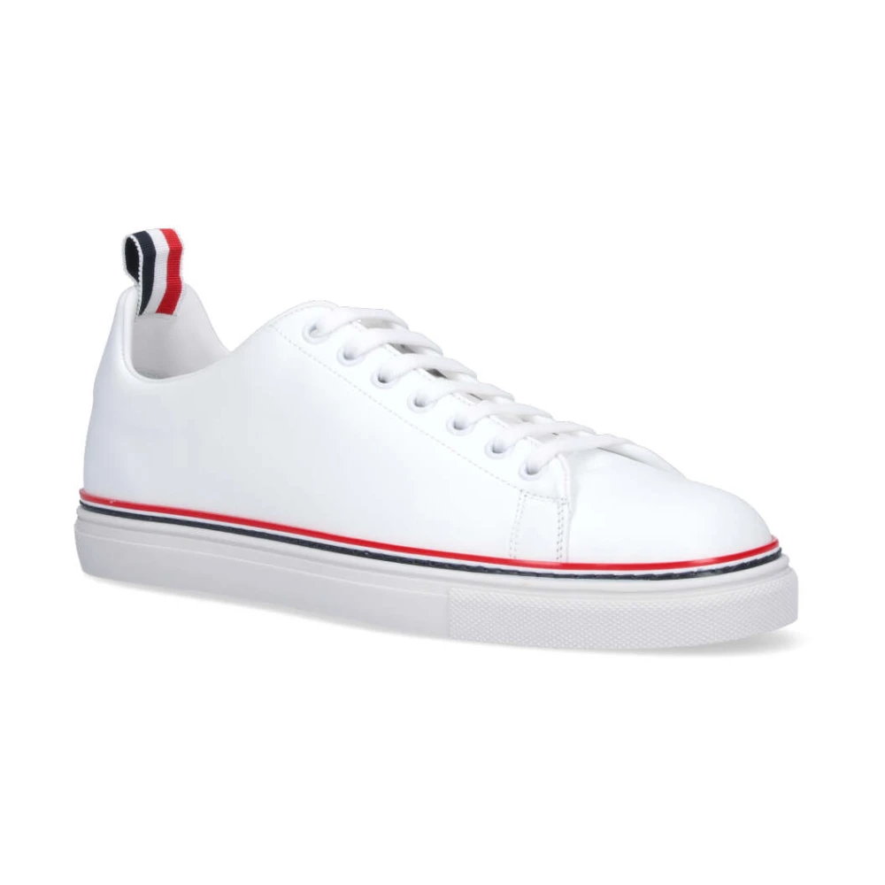 Thom Browne Witte Tricolor Detail Leren Sneakers White Heren