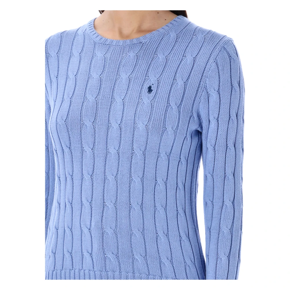 Ralph Lauren Kabelgebreide katoenen trui met ronde hals Blue Dames