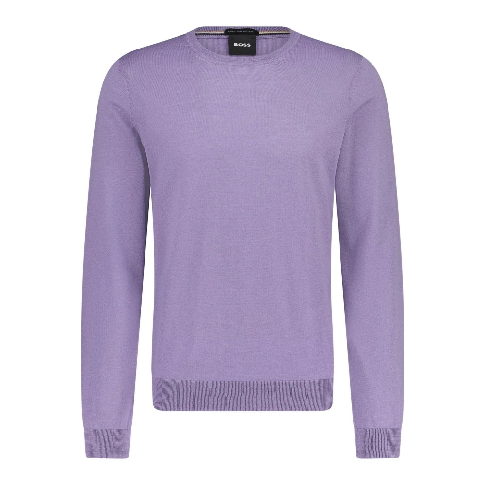 Hugo Boss Elastische Wollen Pullover Slim Fit Purple Heren