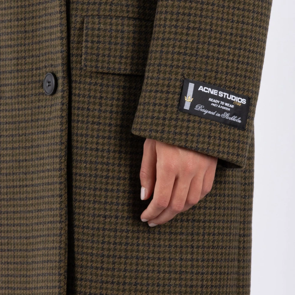 Acne Studios Khaki Wollen Jas Green Dames
