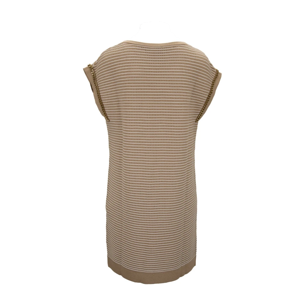 Elisabetta Franchi Gouden Detail Korte Jurk Beige Dames