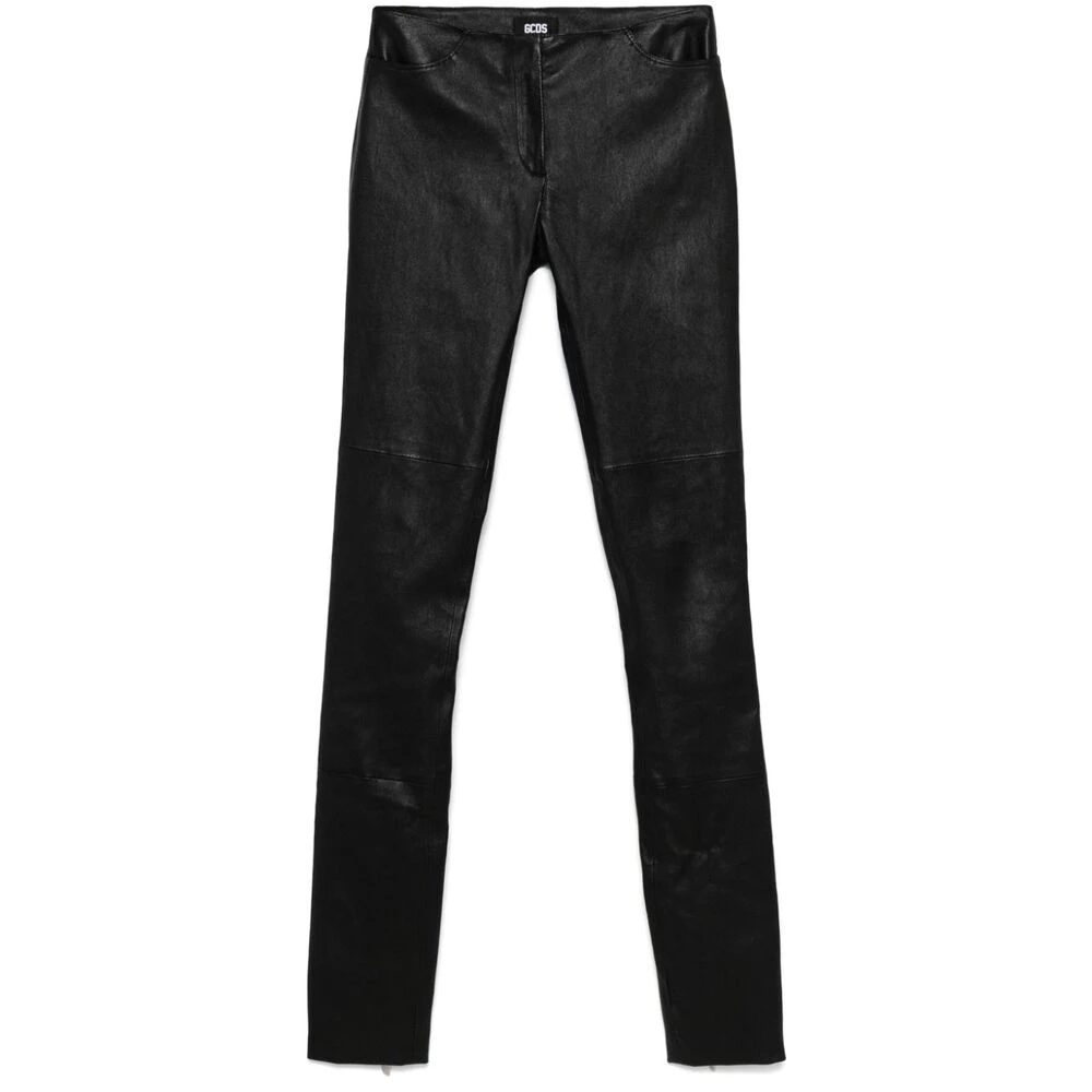 Gcds Zwarte leren skinny broek Black Dames