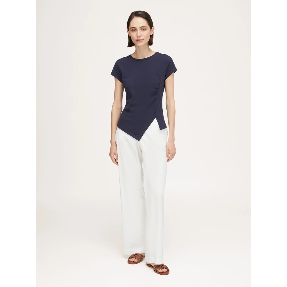 Motivi Asymmetrisch T-shirt met split Blue Dames