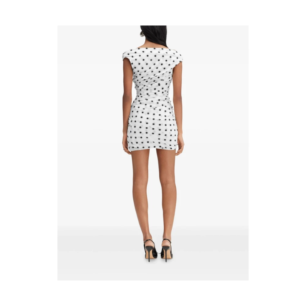 Jacquemus Witte polka dot diepe V-hals jurk White Dames