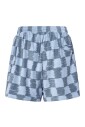 blauw-geruite-elastische-taille-shorts