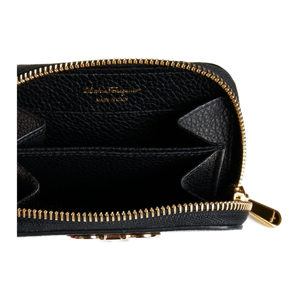 Salvatore Ferragamo Zwarte Gancino Soft Portemonnees Black Dames