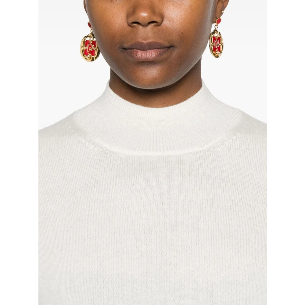 pinko Witte Wol-Kasjmier Trui met Mock Hals White Dames