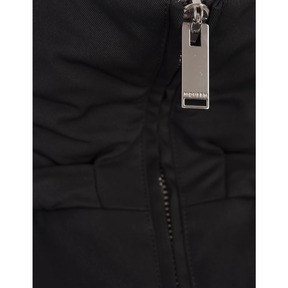 alexander mcqueen Zwarte waterdichte donsjas met ruchedetails Black Dames