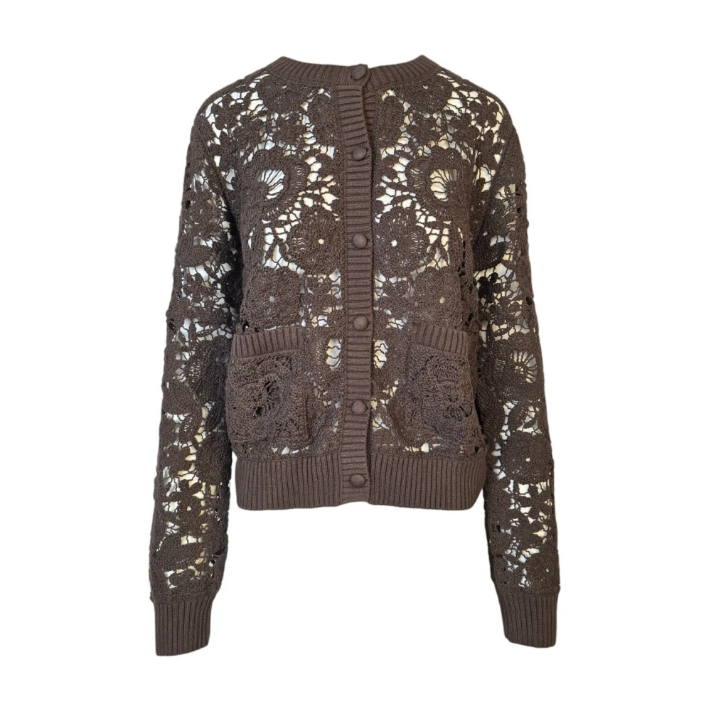 P.a.r.o.s.h. Donkerbruine Kant Cardigan Sweater Brown Dames