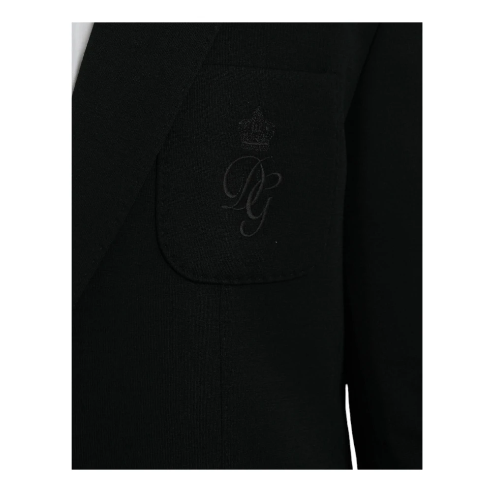 Dolce & Gabbana Zwarte Wol Notch Jas Blazer Black Heren