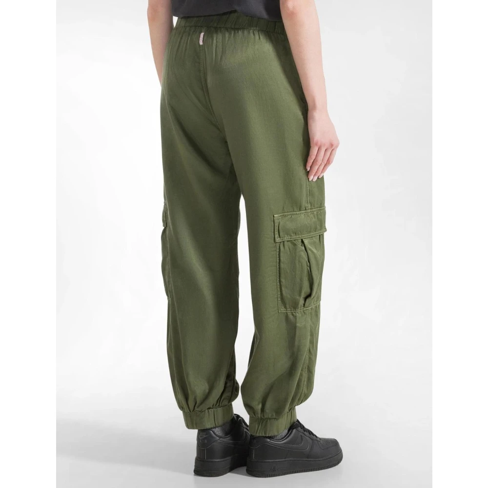 Deha Groene Cupro en Katoenen Broek Green Dames