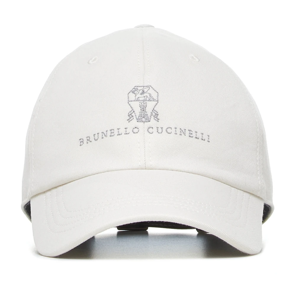 BRUNELLO CUCINELLI Ivoor Katoenen Baseballpet met Logo White Heren