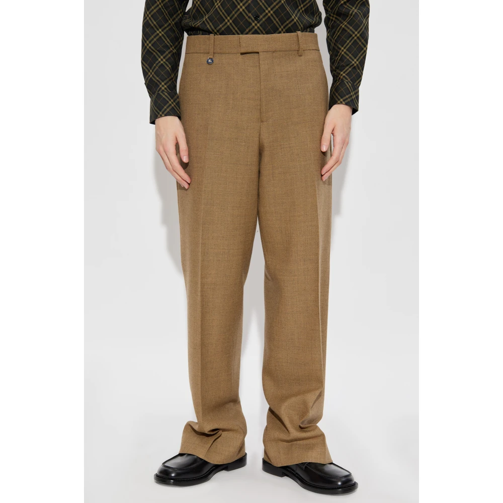 Burberry Wollen broek met vouw Brown Heren