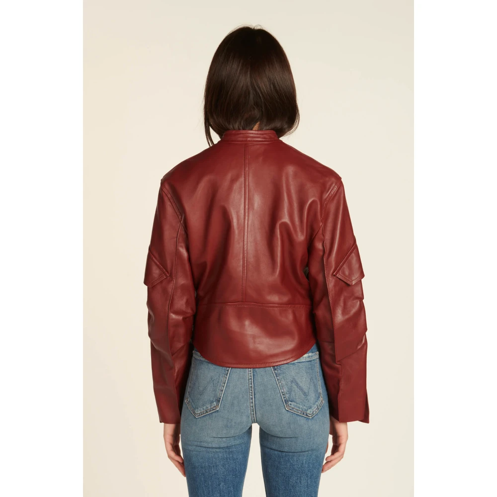 Petar Petrov Bordeaux Leren Jas Red Dames