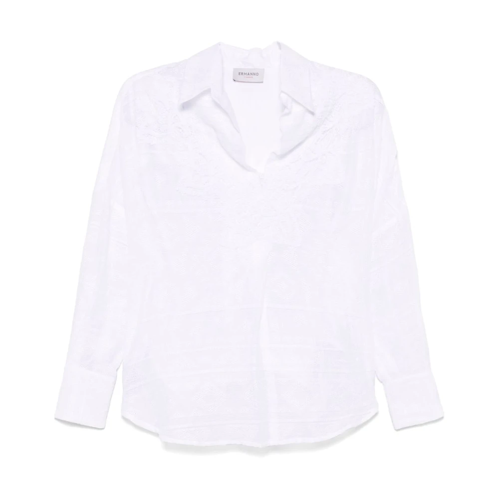 Ermanno Scervino Wit Overhemd met Plooien White Dames