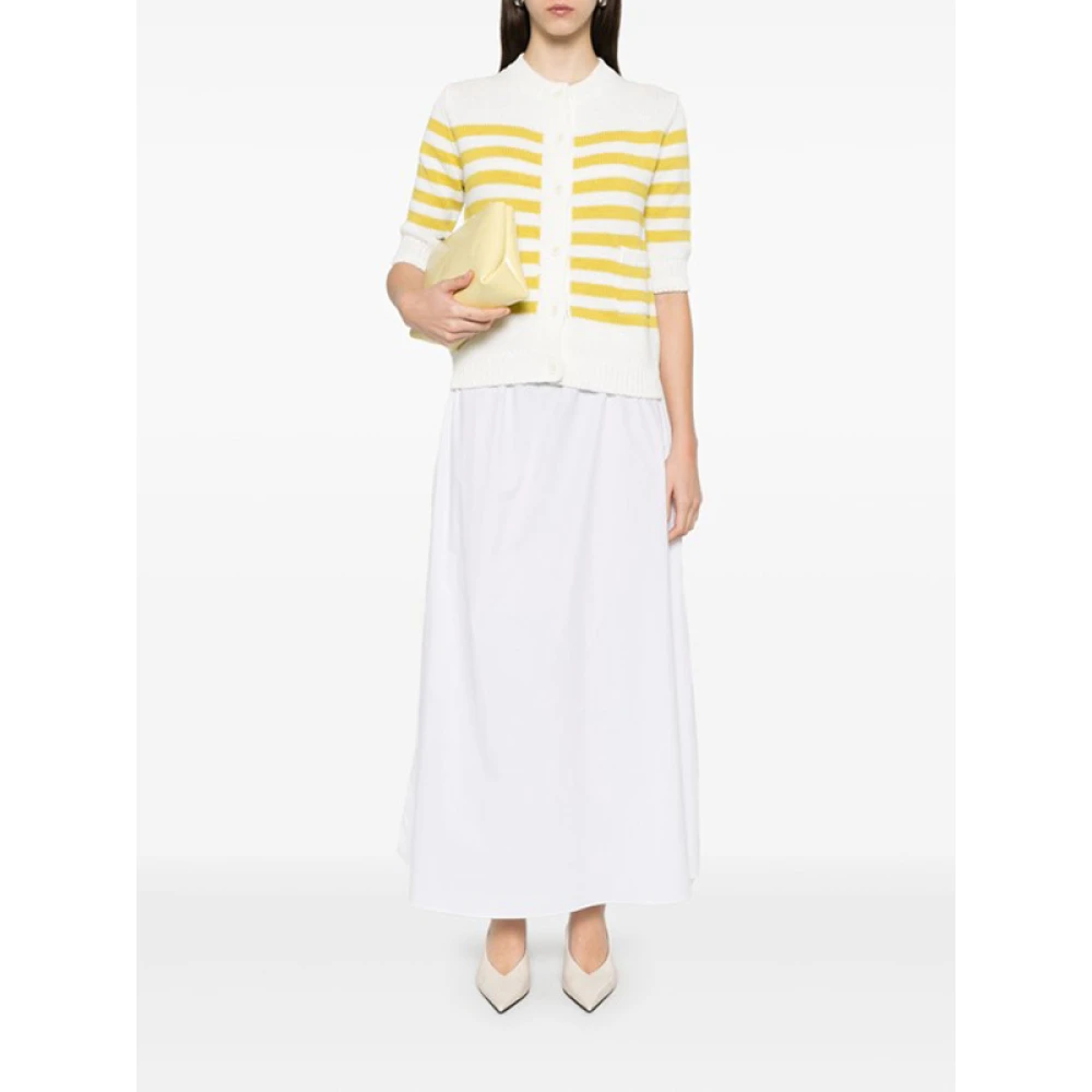 Fabiana Filippi Gestreepte Vest met Voorknoopsluiting White Dames