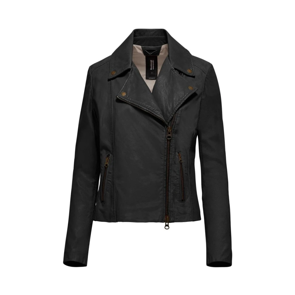Bomboogie Vrouw Zwart Jassen Dames, M, Leer, Giacca In Pelle