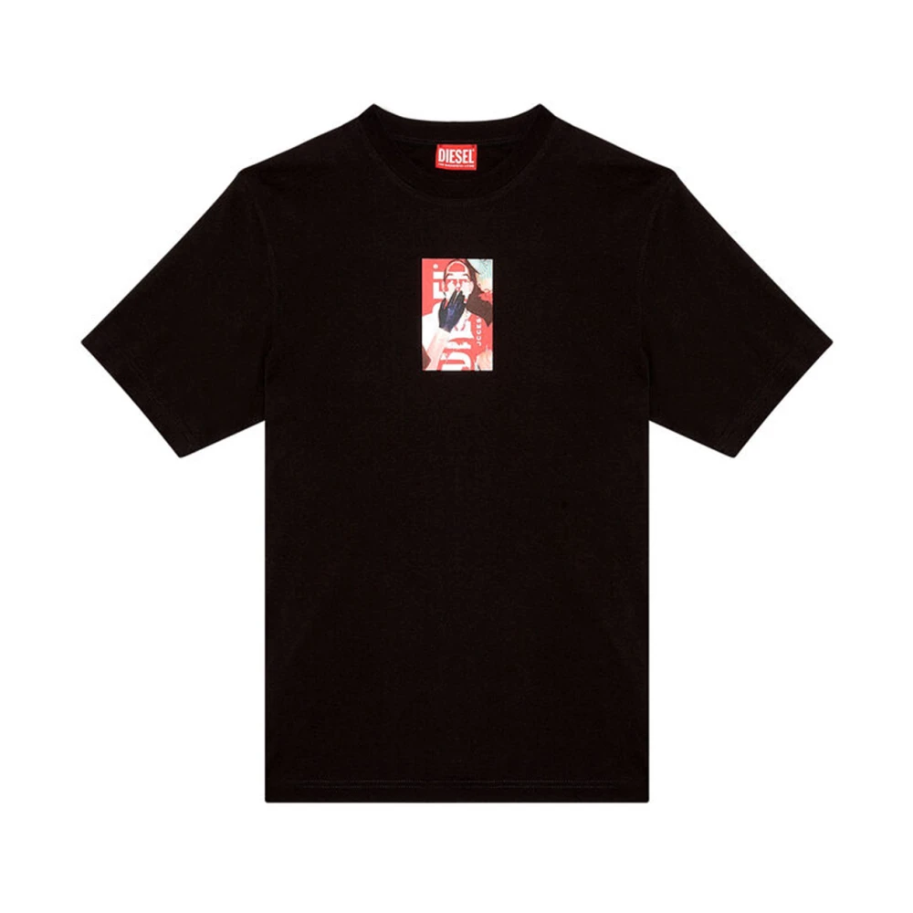 Diesel T-shirt with photo print logo Black Heren