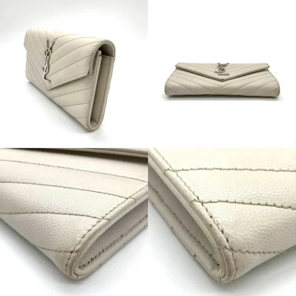 Yves Saint Laurent Vintage Pre-owned Leather wallets White Dames
