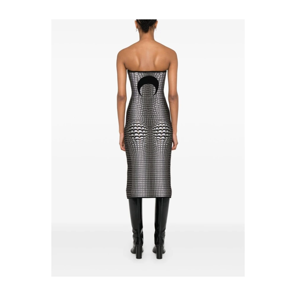 Marine Serre Maanprint Strapless Jurk Gray Dames