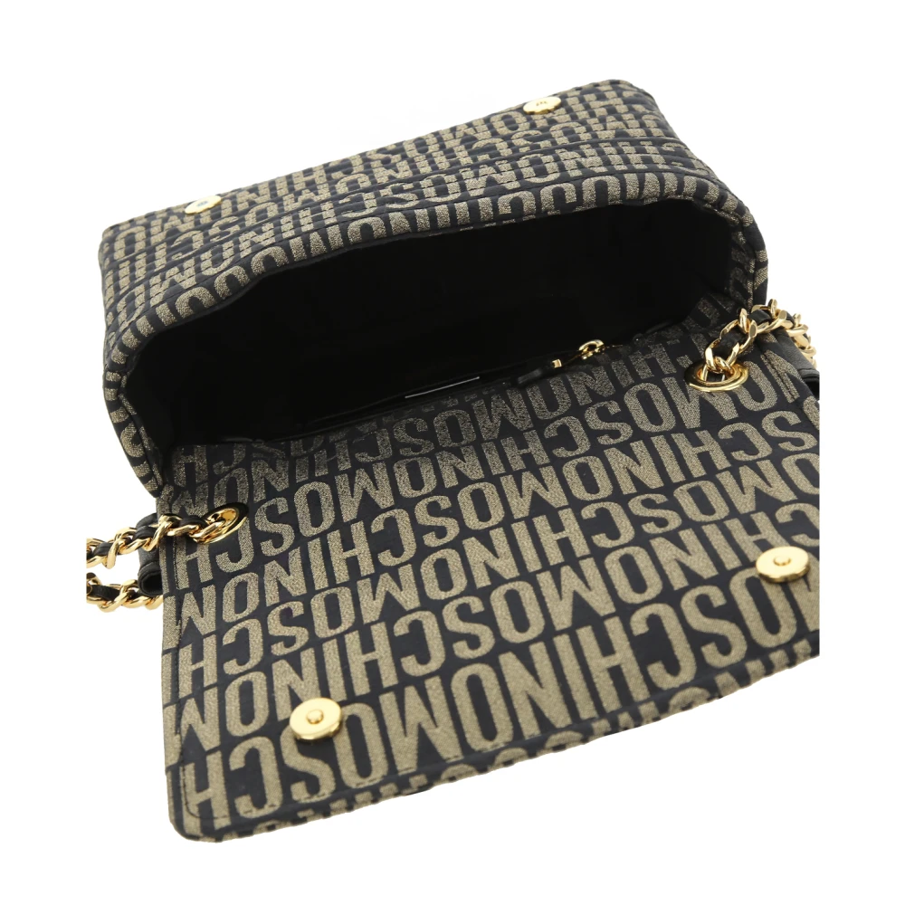Moschino Gouden Biker Logo Lurex Tas Black Dames