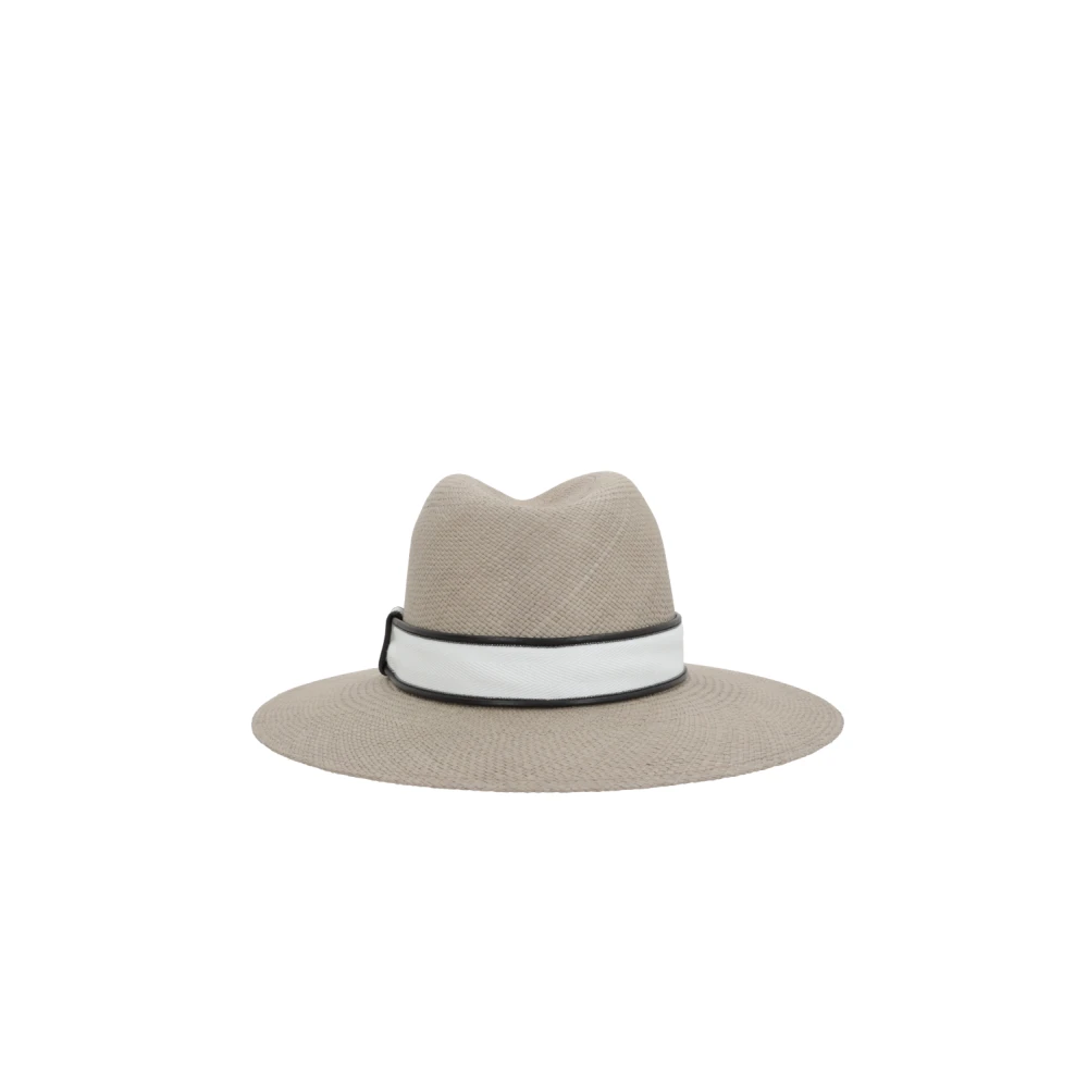 BRUNELLO CUCINELLI Stro Fedora met Canvas Band Beige Dames