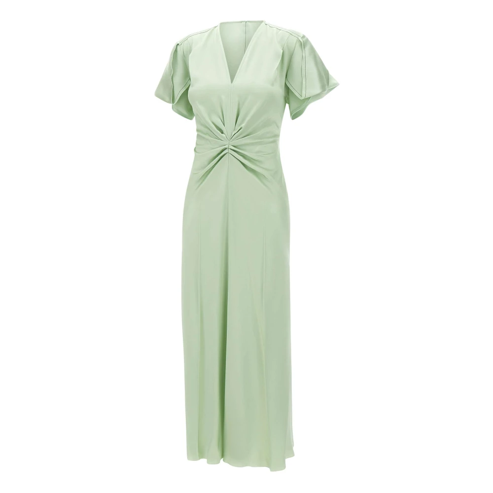 Victoria Beckham Mint Groene Satijnen Midi Jurk Green Dames