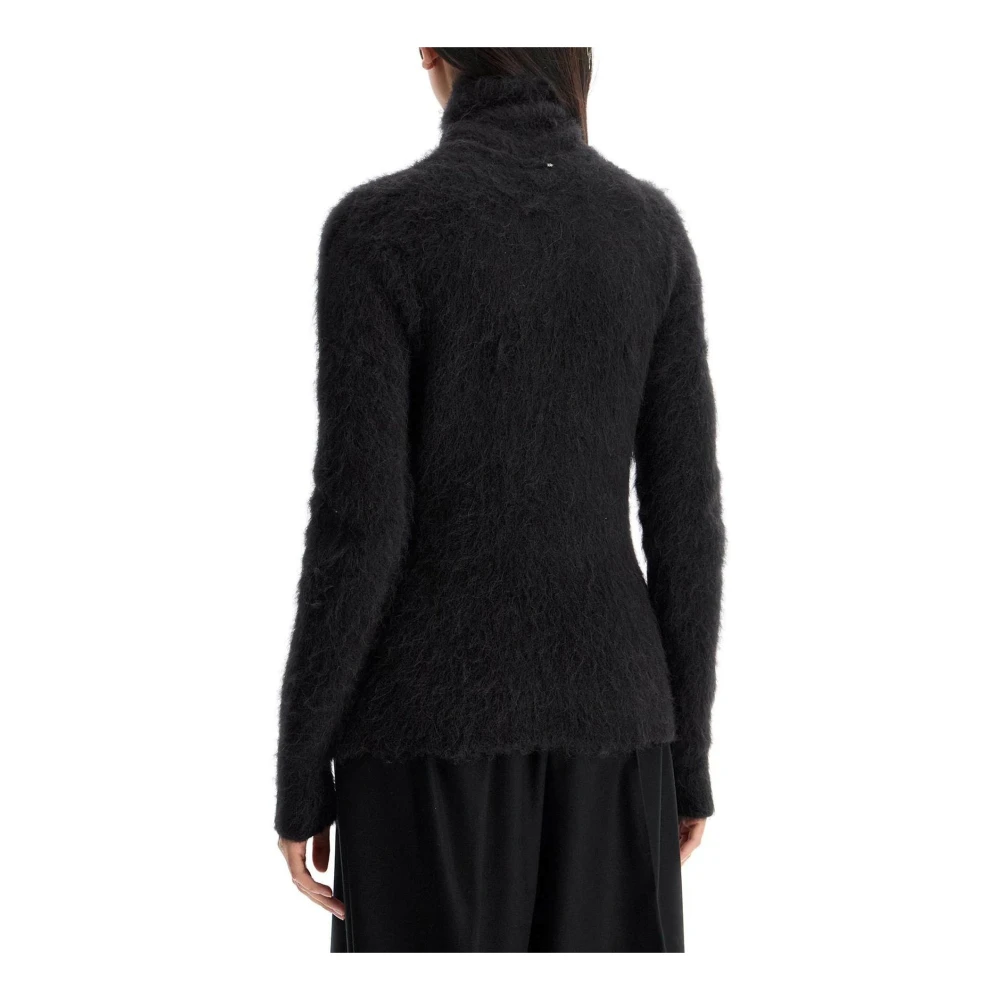 SPORTMAX Alpaca Trui met Hoge Kraag Black Dames