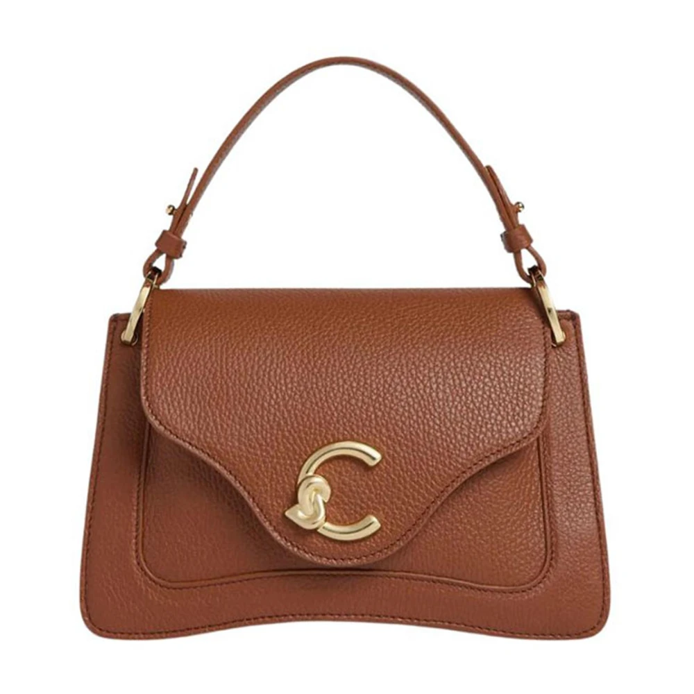 Coccinelle Women's Brown Handbags, One Size, Grain Leather Handbag With Logo Detail