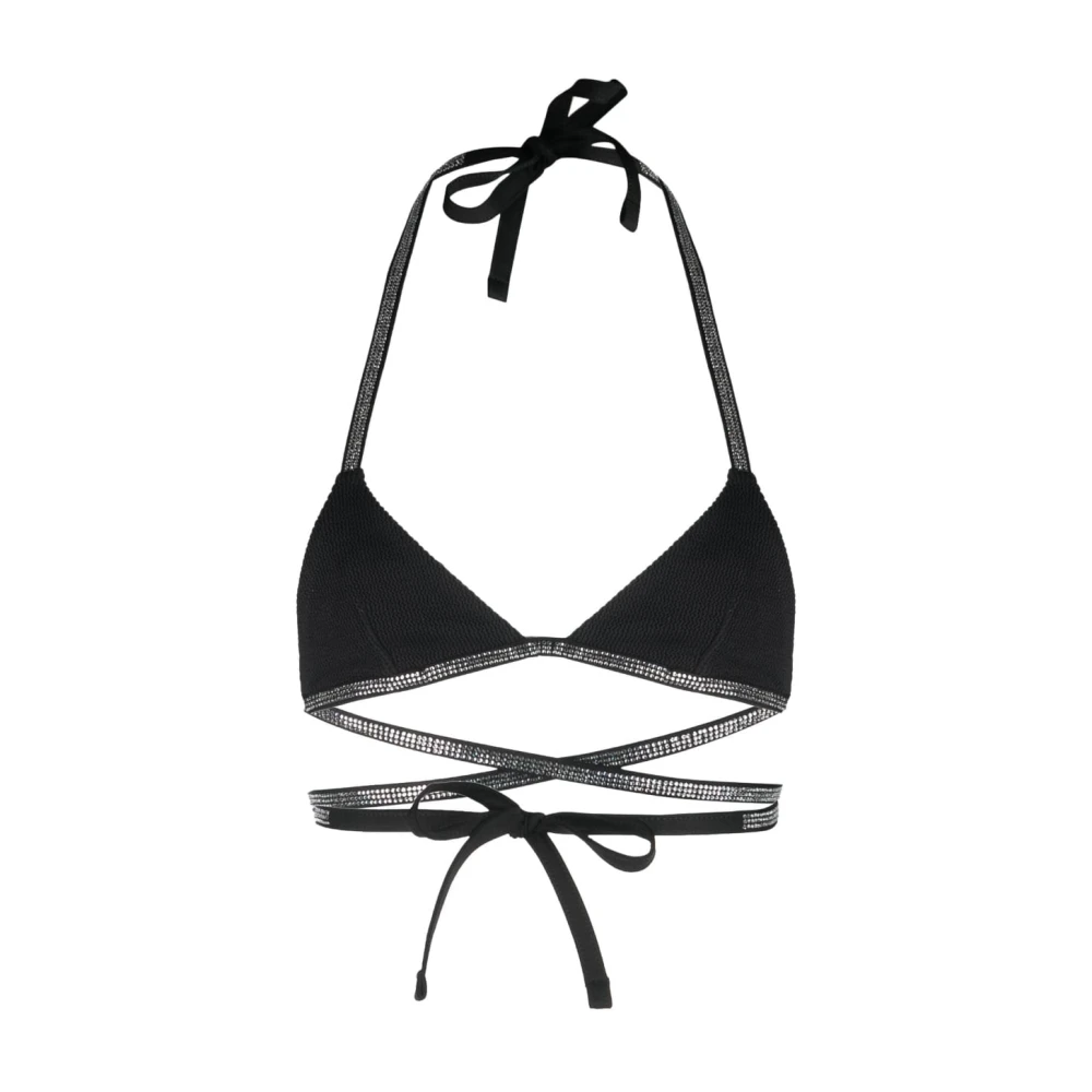Heron Preston Women's Black Rhinestone-Embellished Bikini Top - Bikinis - Xs - Swimwear