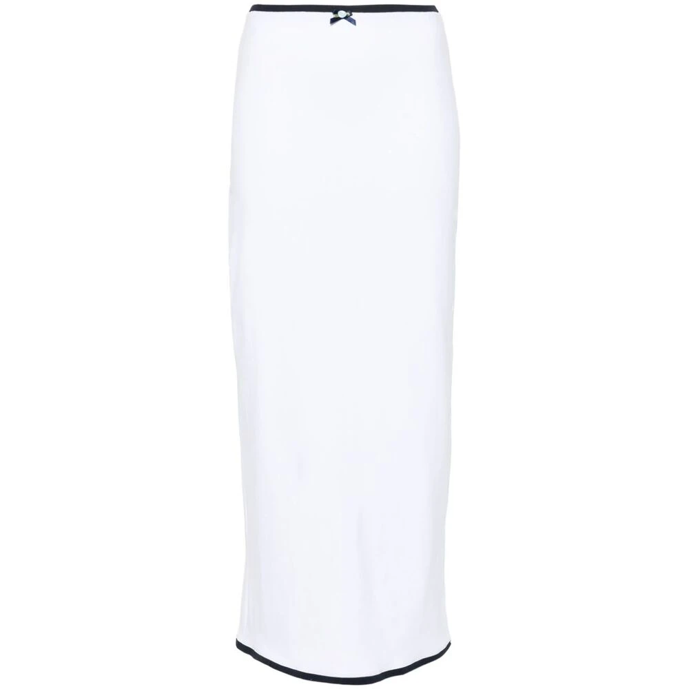 Rowen Rose Blauwe Bloemenapplicatie Jersey Rok White Dames