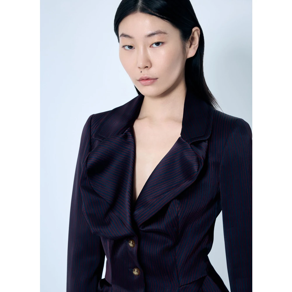 Vivienne Westwood Gestreepte Jacquard Getailleerde Blazer Purple Dames